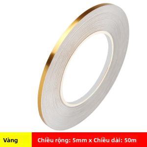 Băng Keo Polyester Tự Dính Màu Vàng 50M Băng Keo Kim Loại Washi Dùng Cho Đồ Nội Thất Ô Tô Nghệ Thuật Đồ Họa Trang Trí Tường & Sàn Nhãn Dán Sọc