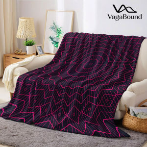 Pink Neon Mandala Flannel Blanket Warm Soft Halloween Christmas Decorative Couch Warm Cozy All-Season Gift