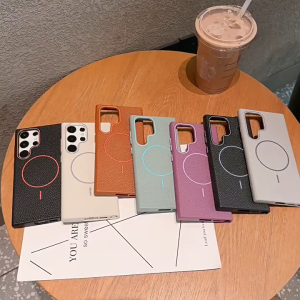 Magnetic Charging Phone Case For Samsung A05S A06 A56 A15 A16 A26 A35 A36 A05 S23 S24 FE S25 Ultra 5G Contrast Color Textured Casing With Built-in Flannel Protection