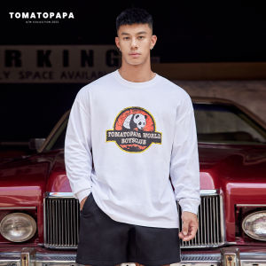 TOMATOPAPA | Áo Thun Dài Tay In Hình Gấu Trúc Vintage Retro