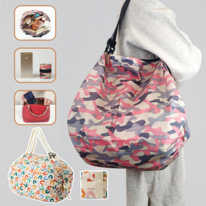Reusable Foldable Shopping Bag Pink Waterproof Nylon Cloth Travel Beach Bag Supermarket Grocery Portable Storage Bag