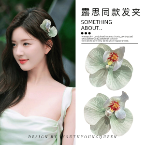 Zhao Lusi Same Style Forehead Bang Clip Side Phalaenopsis Barrettes Womens Summer Headdress Hot Selling Flowers Duckbill Hairpin