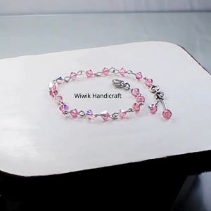 Gelang Wanita Swarovski Asli Pink Merah Muda Tahan Karat kado Hadiah