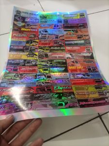 sticker hologram anti air 45 kotak dalam 1 lembar bahan vinly/ sticker asli bus basuri