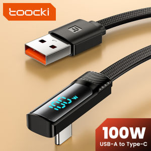 Toocki PD 100W USB-A To Type-C/Type-C To Type-C Elbow Fast Charge Transparent Digital Display Data Cable For Laptop Tablet Game Console And Huawei/Xiaomi/Honor/Samsung/LG