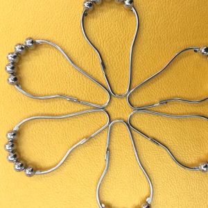 12pcs/Set/Ring Gorden Cincin/Tirai Klip Pengait/Ring Pipa Gorden/Curtain Rail Ring/Kamar Mandi Bahan Nikel+5 Bola Roller
