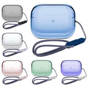 Clear Case with Lanyard For Airpods Pro 2 generation 2022 Wireless Earphones Transparent Case Cover Anti-lost Hanging Rope Strap