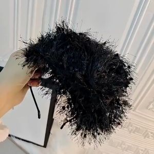 2024 Korea Topi Wanita Baru Topi Kecil Retro Prancis Bando Bulu Jepit Rambut Gaya Barat Hitam Ikat Kepala Vintage