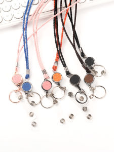 Expandable PU Metal Zipper Clip Student Campus Metro Access Meal Card Holder Ins Style Keychain Work Badge Lanyard Mobile Phone Strap ID Document Lanyard Key Holder