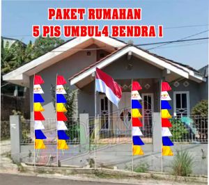 (5PIS) PAKET RUMAH 4pis. UMBUL UMBUL +1 BENDERA 90X60 MERAH PUTIH HIASAN BUAT AGUSTUSAN