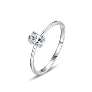 Ailmay Simple Oval Zirconia Rings Real 925 Sterling Silver For Women Minimalist Fine Jewelry New Style Bague