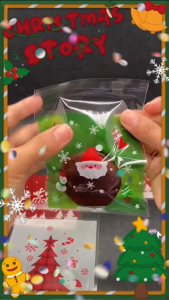100PCS Christmas Self-Adhesive Candy Cellophane Bags Xmas Treat Cookie Bags for Christmas Holiday Party Favor Gift Decoration Supplies (9 Patterns)