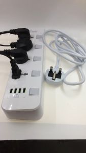 4 WAY Malaysia Extension Power Socket White LDNIO UK 3 PIN PLUG with Fuse Independent Switch Travel Tow Board Universal Socket Hole Worldwide 4usb Charger Multiplug Socket Power Strips 2 Meter Cable Extension Cord Safety Power Board Bar 接线板插线板排插