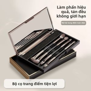 Bộ Cọ Trang Điểm Du Lịch Đôi Đầu Với Gương Cọ Phấn Mắt Và Hộp