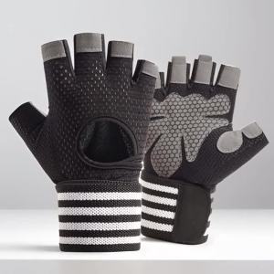 Half Finger Workout Gloves with Wrist Wrap Breathable Non-Slip Weight Lifting Glove for Gym Cycling Outdoor Activities Men Women