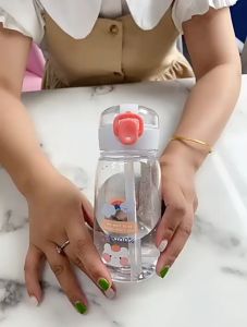 🇲🇾Ready Stock Kids Cute Portable Water Bottle With Straw Cartoon Pouch Bottle Children PC Tumblr Botol Air Kanak 儿童吸管水瓶
