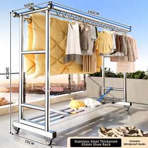 B&W | Foldable Stainless Steel 304 Clothes Drying Rack Floor Standing