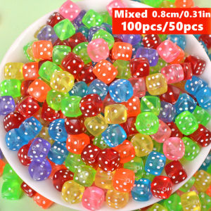 8mm 100/50pcs Multicolor Transparent Cube Dice Square Beads Acrylic Loose Beads Decorative Beads Beads & Bead Assortments