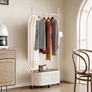YOUDIANNIU | Luxury Floor-standing Coat Rack with Rotatable Mirror Multifunctional Coat Rack