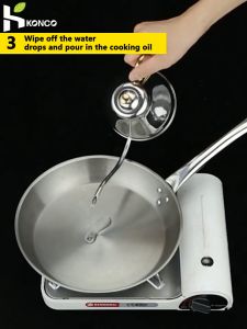 Konco 26cm/28cm/30cm Frying Pan Deep Skillet Pan Stainless Steel flat Pan Saute Pan with Scratch Resistant Frying Pan For Eggs