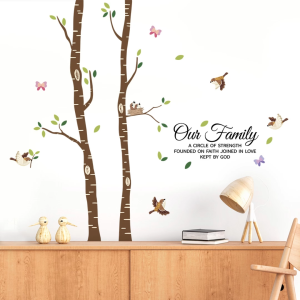 Decal Dán Tường Cây Gia Đình Chim Nhỏ Có Keo Sẵn 148x128cm - Trang Trí Phòng Khách Phòng Ngủ