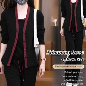 Womens sports suit lazy wind threepiece fall casual sports suit widelegged pants mom suit