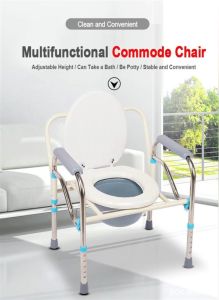 【COD】Foldable Heavy Duty Commode Chair Toilet Adult Arinola Stainless Portable With Chamber Pot Commode Toilet Chair For Elderly Adjustable height can be used as a raised toiletToilet folding portable portable toilet