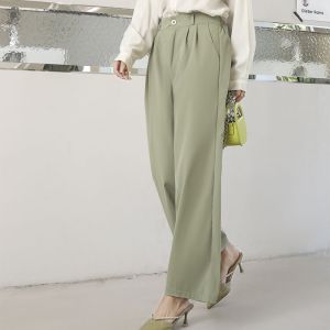 Loose Pants Trousers Warna Sage Celana Anti Kusut Celana Kulot Jumbo Highwaist BB 35-105kg Cullotes Premium