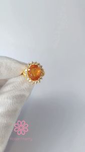 Rosenmarry/แหวนบุษราคัมแท้ 7.5 กะรัต ตัวเรือนเงินแท้925ชุบทอง พร้อมกล่อง RR122 ของขวัญ