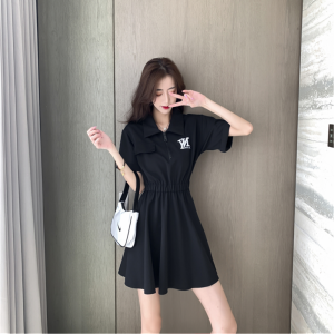 Slimming Summer Polo Dress Elastic Waist