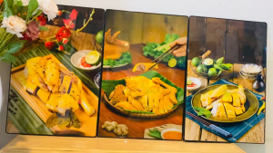 (ẢNH CHỤP) Tranh treo tường món gà trang trí decor quán ăn nhà hàng kèm đinh