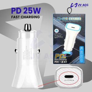 HEAD ADAPTER CAR CHARGER MOBIL FAST CHARGING USB C 25W FOR IPHONE 11 12 13 14 15 PRO MAX
