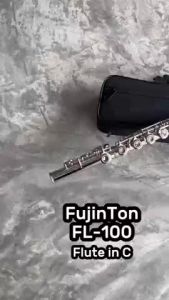 FujinTon FL-100 Student Series Flute in C key with E/mechanism & Case - Nickel Plated ( Best Beginner Budget Flute FL100 FL 100 )