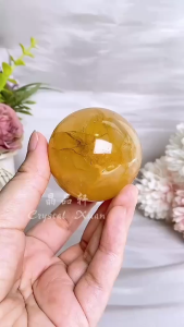 [现货] 48mm 黄胶花水晶球｜旺财助运 × 安心守护 × 阳光能量聚焦｜Golden Rutilated Quartz Sphere