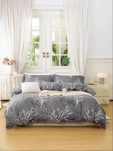 Bộ Ga Trải Giường Họa Tiết Hoa Lá 3 Món - Bộ Đồ Giường Mềm Mại 100% Polyester Gồm 1 Vỏ Chăn & 2 Vỏ Gối Dành Cho Gia Đình