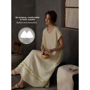 Summer Wear Pure Cotton Sleeping Dress with Pads