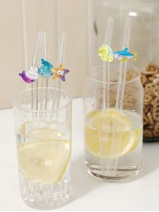 ชุดหลอดแก้วลายสัตว์ทะเล 1/5 ชิ้น ลายปลา/ปลาดาว/ม้าน้ำ สำหรับชา กาแฟ และค็อกเทล เหมาะสำหรับร้านกาแฟและปาร์ตี้ริมชายหาด