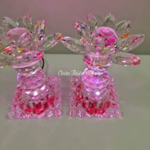 Đèn Thờ Hoa Sen Pha Lê LED 7 Màu Cao Cấp CHÂN THIỆN MỸ Trang Trí Bàn Thờ HSPL-04