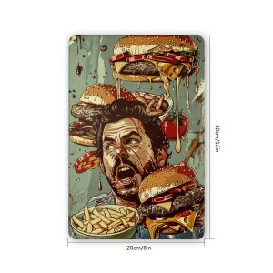CIFbuy | 2D Metal Sign French Fries Burger Retro Art Wall Decor 8x12 Inch for Restaurant Kitchen Cafe Bar Home