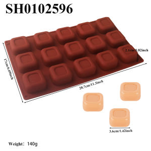15 Cells Square Top Concave Design Mousse Moulds Chocolate Molds Silicone Cake Mold Dessert Decorating Tools Kitchen Bakeware