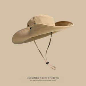 Outdoor Fishing Cap Large Brim Cowboy Style Mens Hiking Hat Womens Sun Protection Hat Mountain Climbing Sunshade Hat