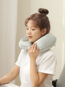 Press Inflatable U Pillow Travel Portable Foldable Cervical Spine Neck Pillow Nap Neck U-Shaped Pillow Ride Neck Pillow