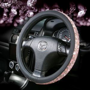 Crystal Beaded Diamond Steering Wheel Cover Universal Four Seasons Womens Fashion Cute Automobile Handle Cover with Diamond