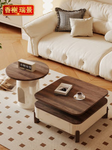 Modern Luxury Square Coffee Table Living Room Home Use Small Model 2024 New Moveable Side Table Combination Cream Style