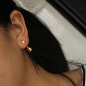No Pierced Mosquito Coil Ear Clip 14K Gilded Natural Pearl Golden Ball Earrings Internet Celebrity Korean Big Brands Stud Earrings for Women