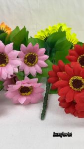 BUNGA MATAHARI WARNA CABANG 7 HIAS PLASTIK MURAH IMITASI DEKORASI RUMAH HOME DECOR