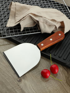 Stainless Steel Stir-Fry Ice Cream Spoon Thai Style Yogurt Roll Stir-Fry Steak Iron Plate Spoon BBQ Skillet Spoon