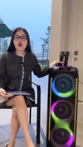 Loa party box karaoke bluetooth 8312  kèm 2 micro đèn led sáng theo điệu nhạc bảo hành 12 tháng chính hãng Ontekco 3 bass 15