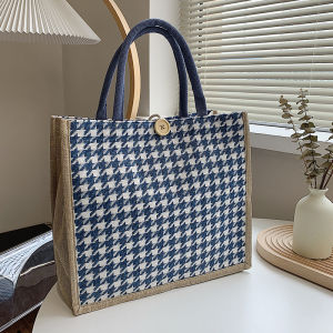 กระเป๋าผ้าลินินสไตล์เทรนด์ใหม่สำหรับนักเรียนวิทยาลัย กระเป๋าถือขนาดใหญ่สำหรับผู้หญิง กระเป๋าสะพายไหล่แบบหนังสือเรียน