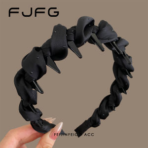 Elegant Satin Hairband with Teeth for Women Diamond Embellished Anti-Slip Hairband Face Slimming Stylish Versatile Hair Clip